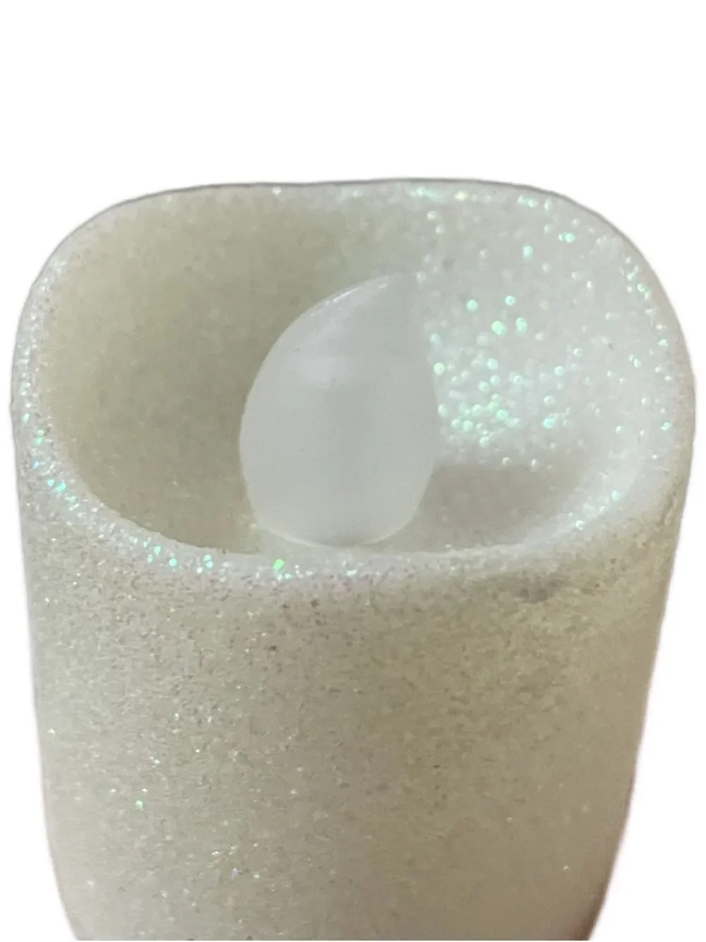 Rustic White Metal Lantern Pair with Glittery LED Candles
